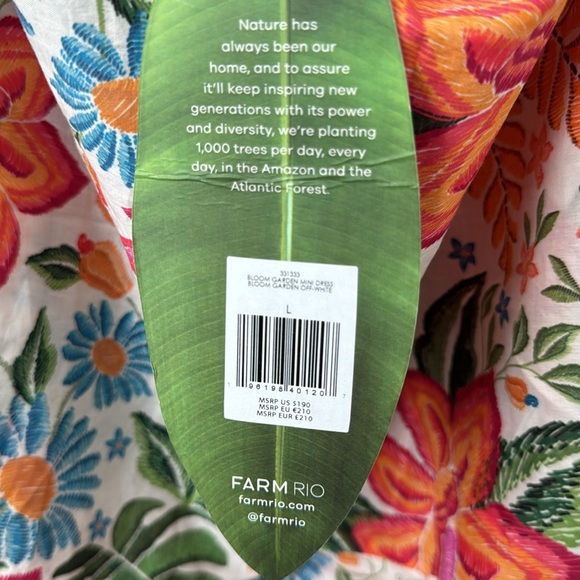 Farm Rio Bloom Garden Halter Mini Dress Size: L - Picture 9 of 12